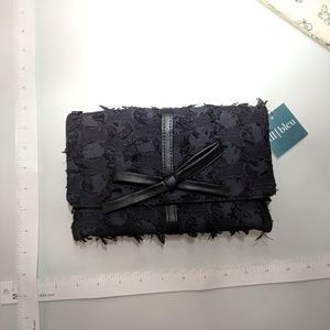 Deux Lux Black Clutch with crossbody chain